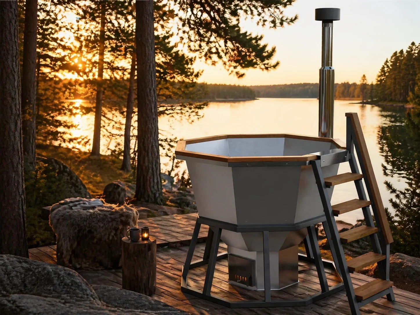 Customer review photo for Wood-Fired Hot Tub Comfort 190, for 1-6 People