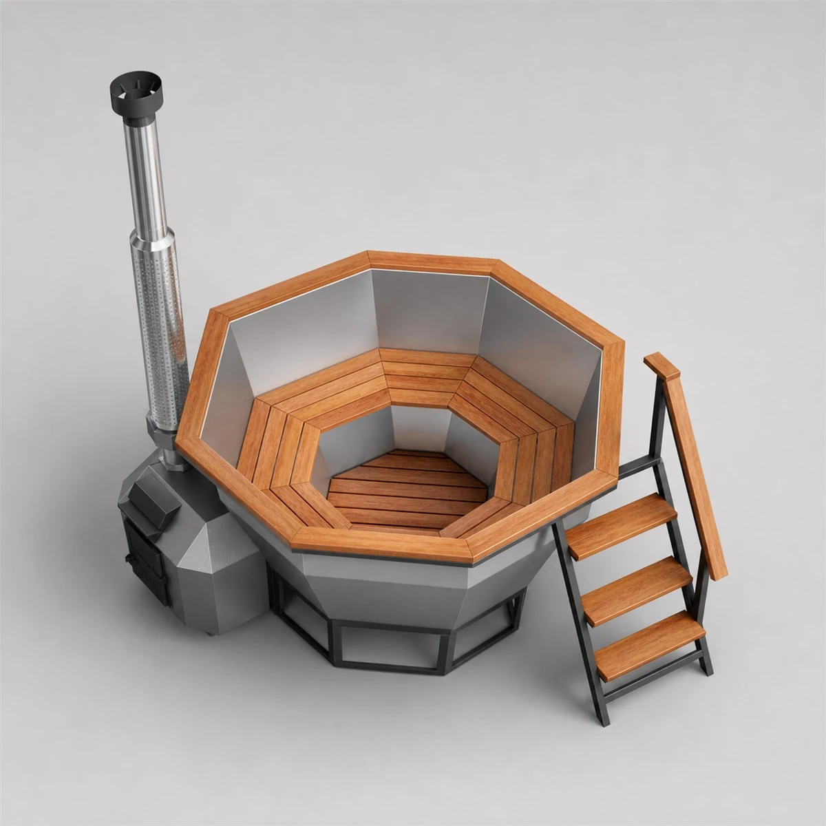 Wood-Fired Hot Tub Diamond 190, for 4-6 People
