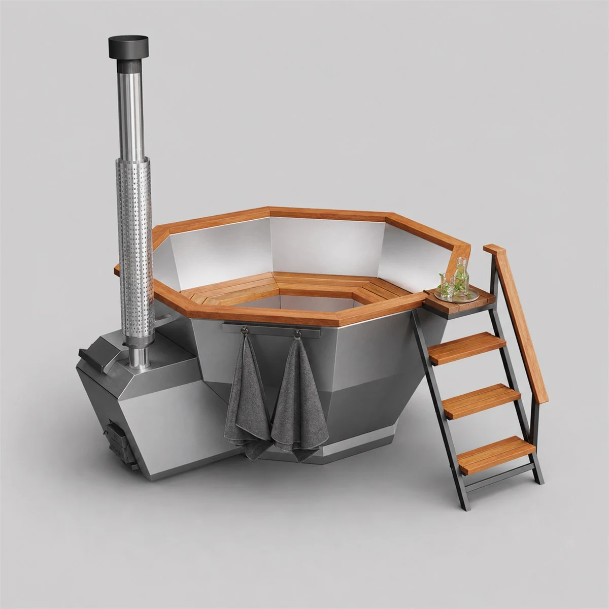 Wood-Fired Hot Tub Diamond 190, for 4-6 People