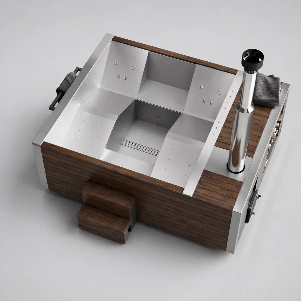 Wood-Fired Soaking Tub Elite 320, for 4-6 People