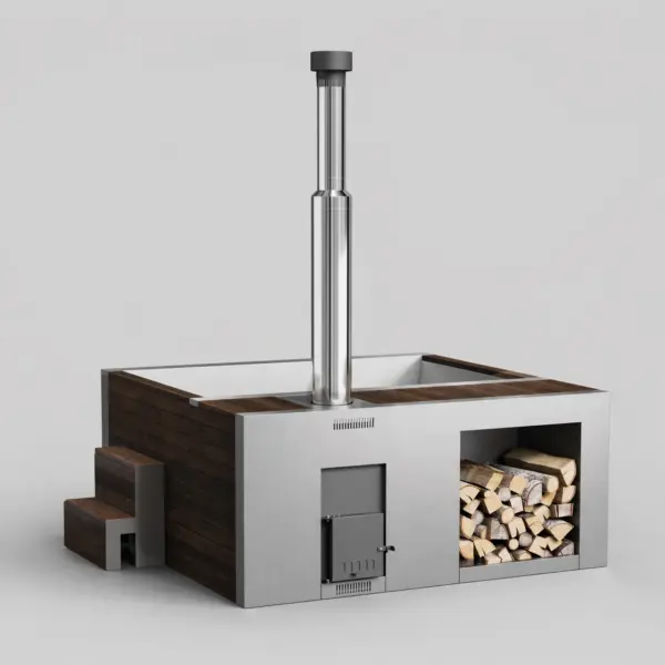 Wood-Fired Soaking Tub Elite 200B, for 4-6 People