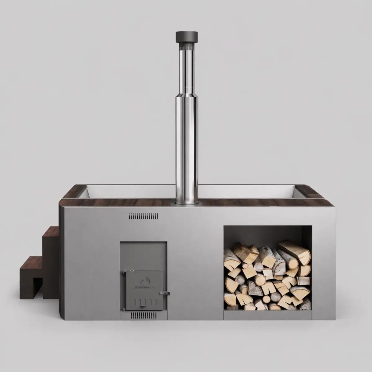 Wood-Fired Soaking Tub Elite 200B, for 4-6 People