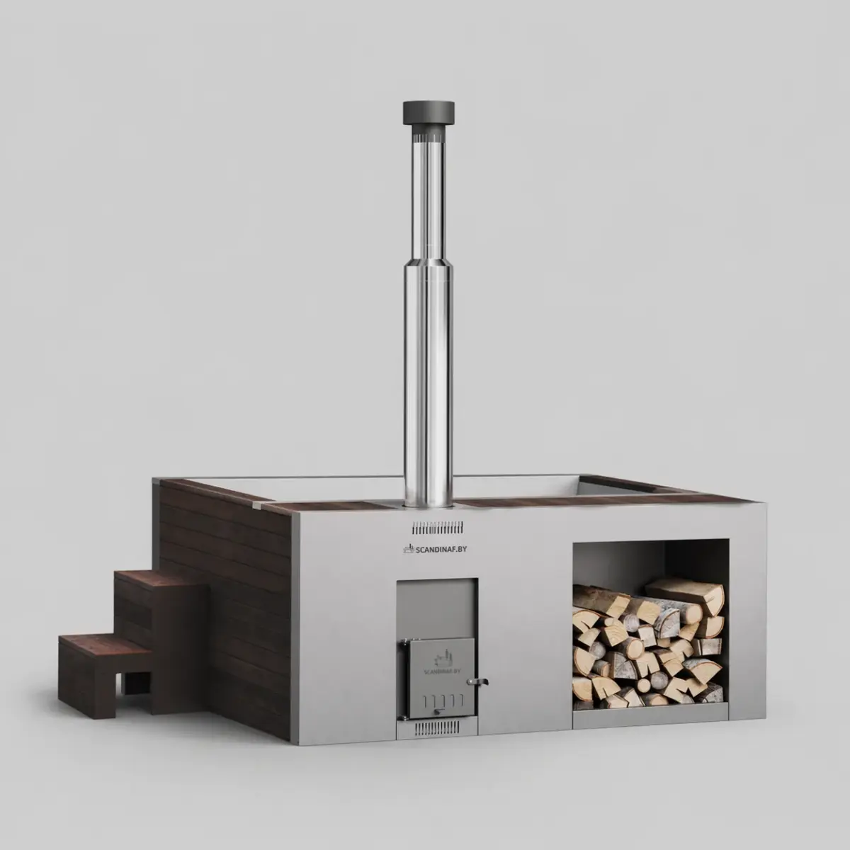 Wood-Fired Soaking Tub Elite 200B, for 4-6 People