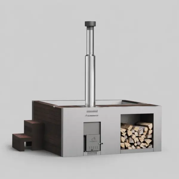 Wood-Fired Soaking Tub Elite 200B, for 4-6 People