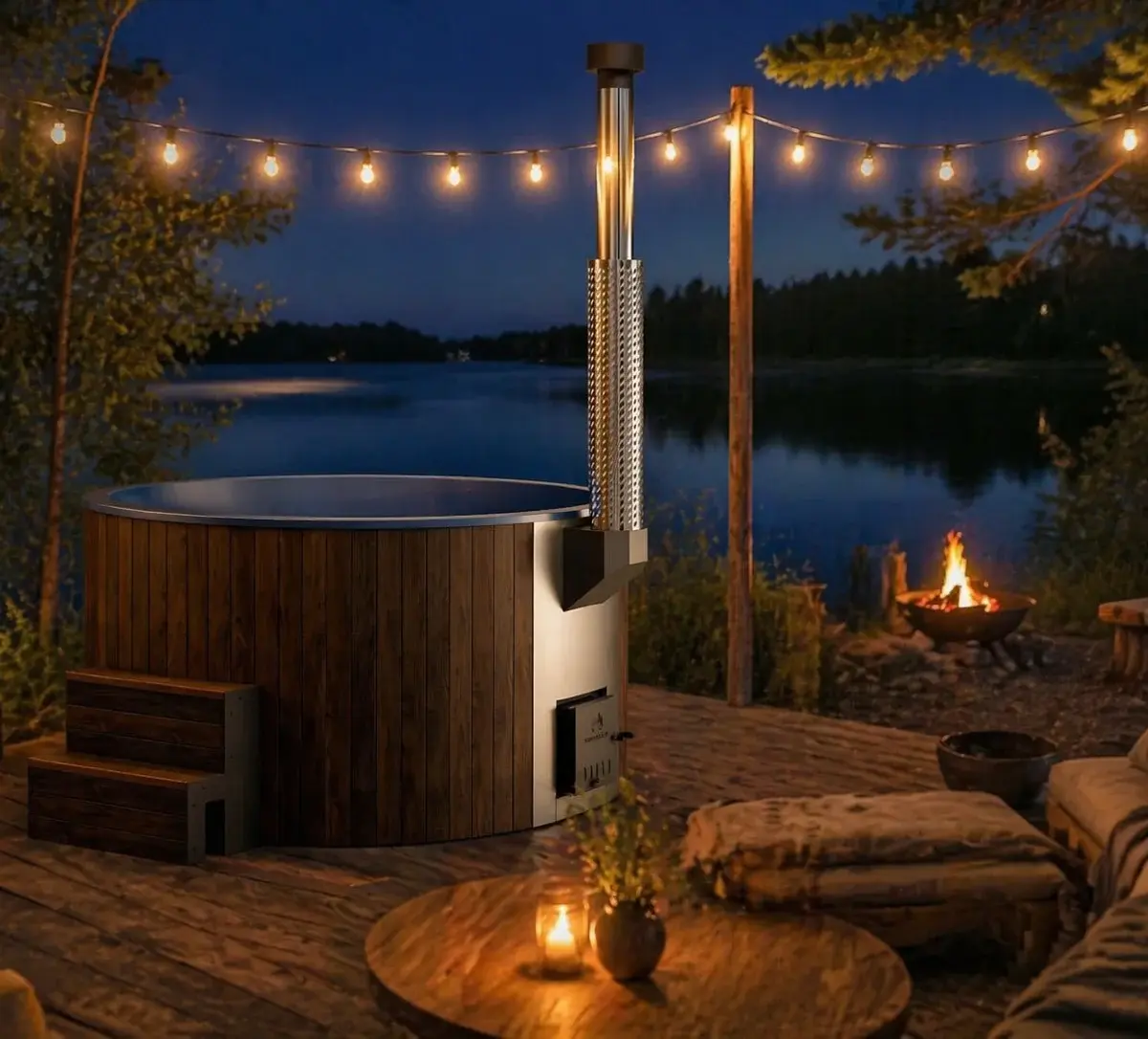 Wood-Fired Soaking Tub Furako 200BW, for 4-6 People