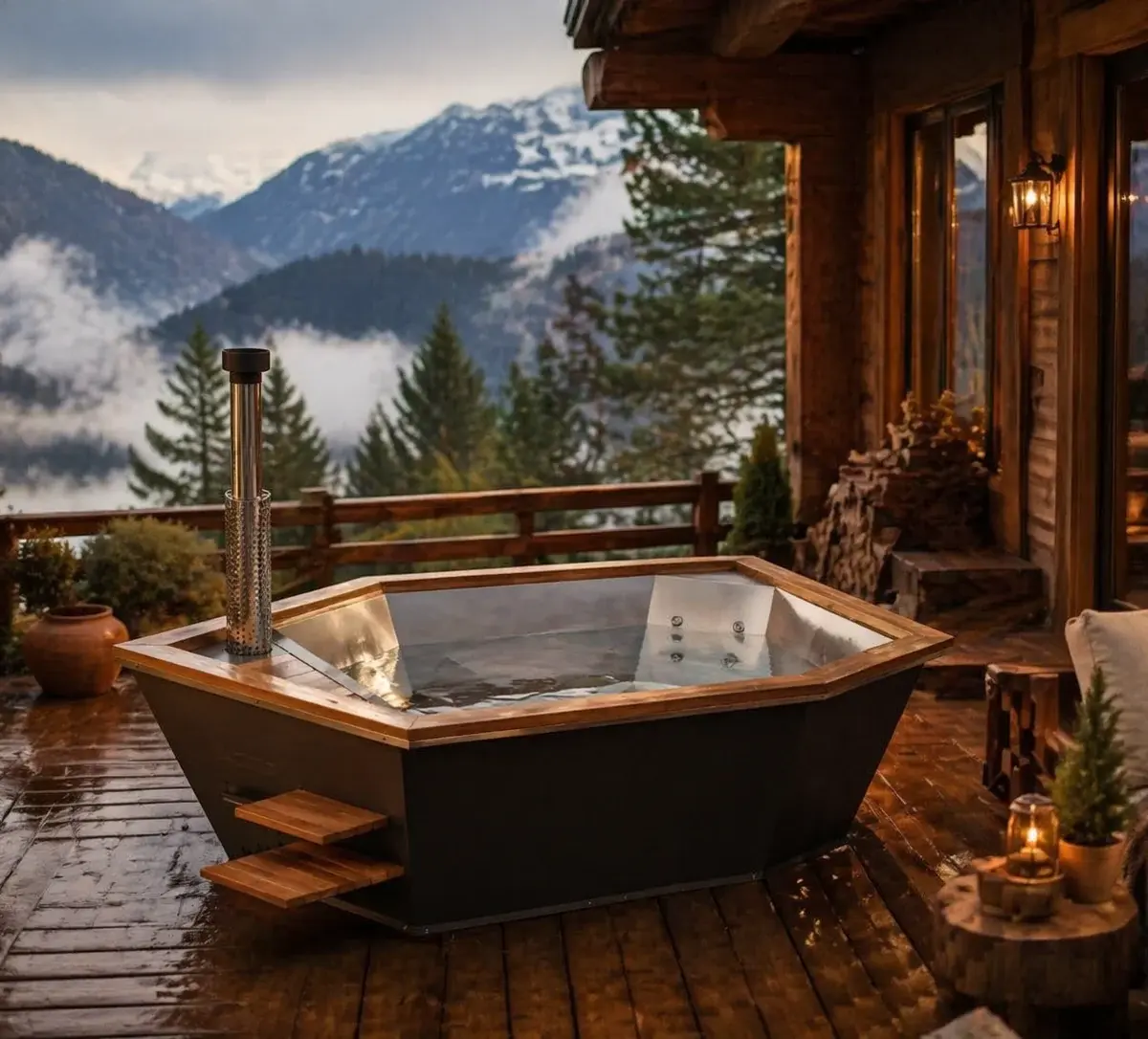 Wood-Fired Plunge Tub Icon 350W, for 4-6 People