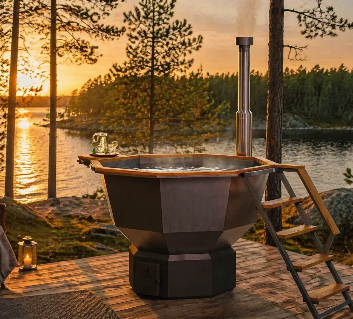 Wood-Fired Hot Tub Comfort 190 ECO, for 1-6 People