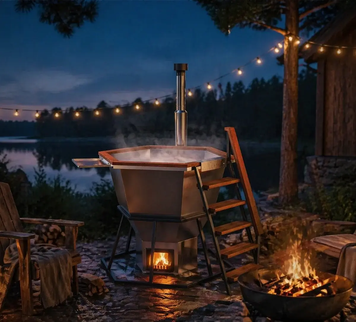 Wood-Fired Hot Tub Comfort 170, for 1-4 People
