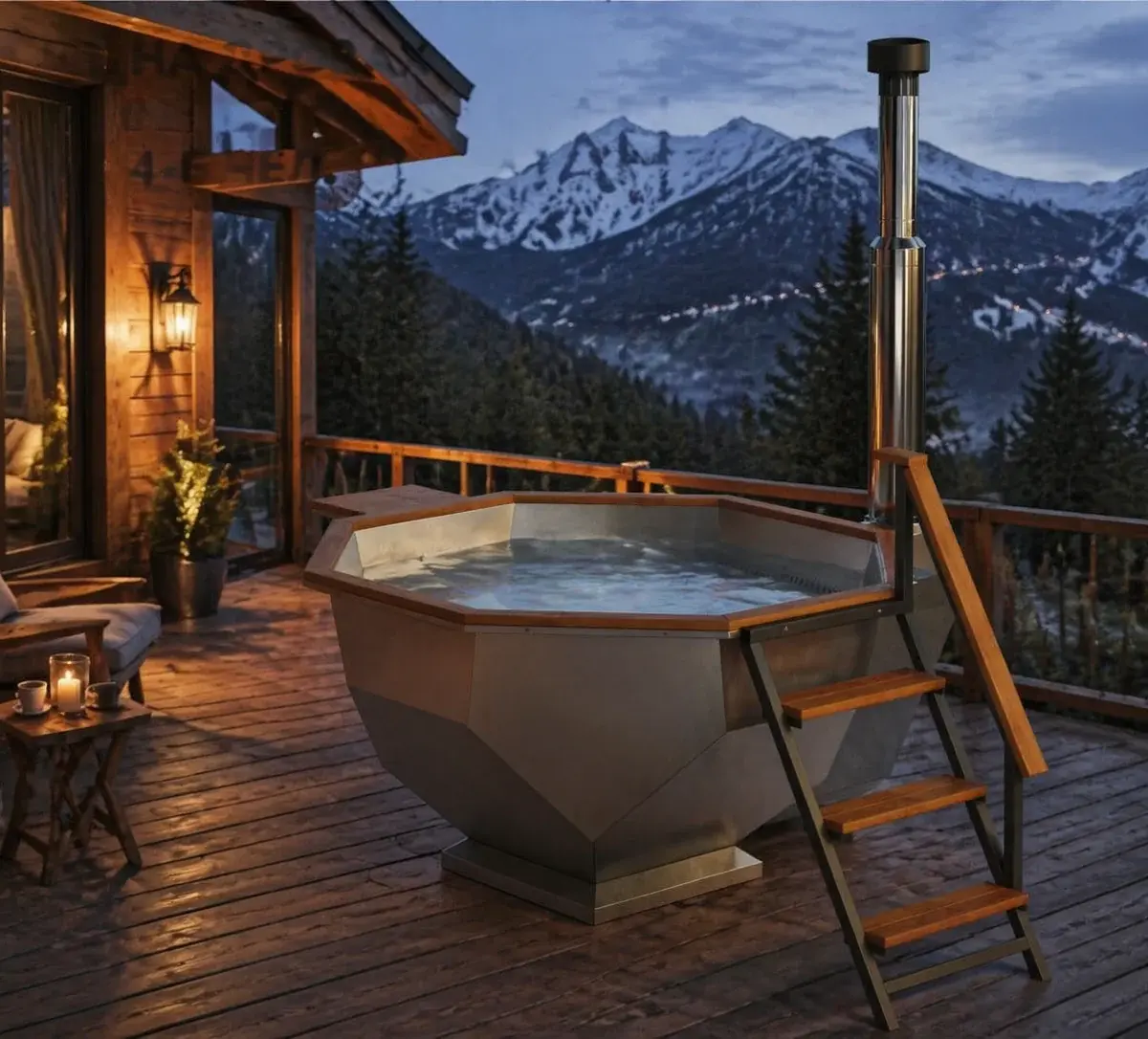 Wood-Fired Hot Tub Diamond 190, for 1-6 People